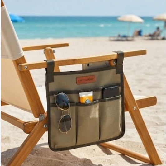 Kanvas Çok Cepli Outdoor Organizer, Deri Detaylı