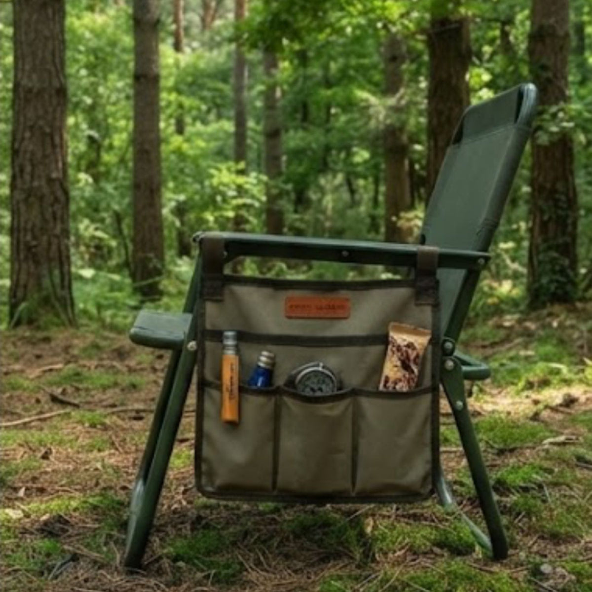 Kanvas Çok Cepli Outdoor Organizer, Deri Detaylı