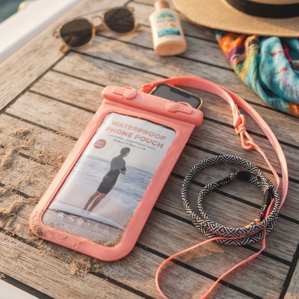 Su Geçirmez Telefon Kılıfı – Boyun Askılı Universal Su Altı Kesesi (Pembe)