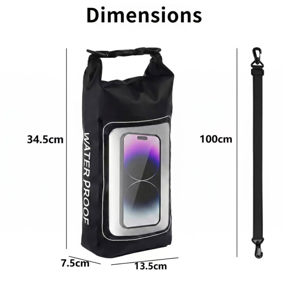 2L Su Geçirmez Dry Bag – Şeffaf Telefon Pencereli